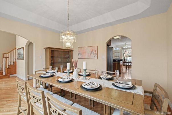 Chandelier, Dining room, Interior, Wood Texture Flooring