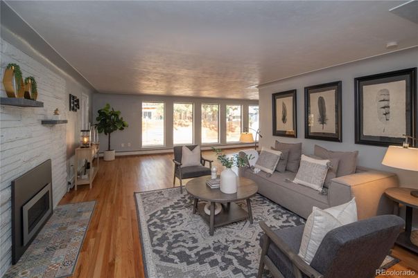 Fireplace, Interior, Living room, Stone Walls, Wood Texture Flooring