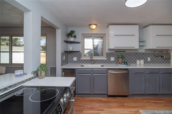 Interior, Kitchen, Stainless Steel Appliances, Wood Texture Flooring