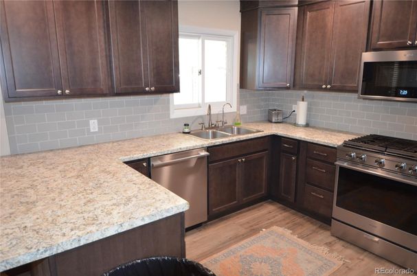 Interior, Kitchen, Stainless Steel Appliances, Wood Texture Flooring