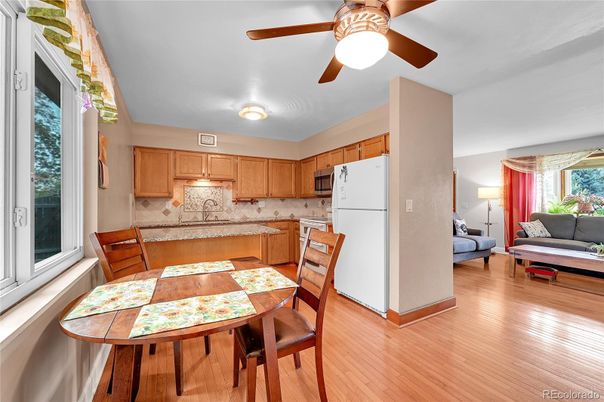 Dining room, Interior, Kitchen, Living room, Wood Texture Flooring