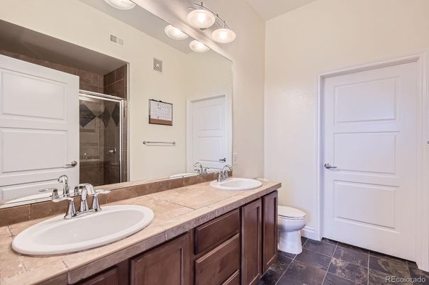 Bathroom, Dual Sink Vanities, Glass Shower, Interior, Tile Countertops