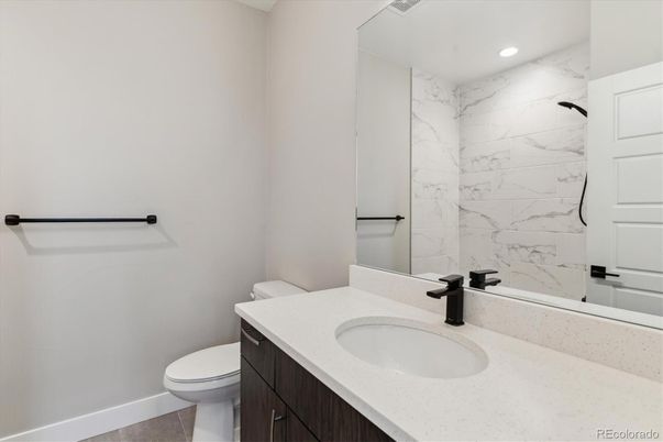 Bathroom, Interior, Marble Walls, Recessed Lighting