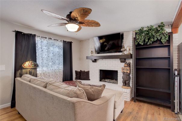 Fireplace, Interior, Living room, Stone Walls, Wood Texture Flooring