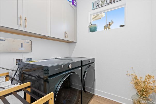Interior, Washer, Wood Texture Flooring