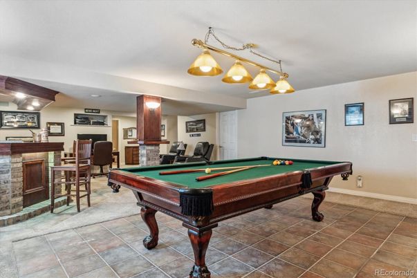 Billiard Table, Fireplace, Game Room, Interior