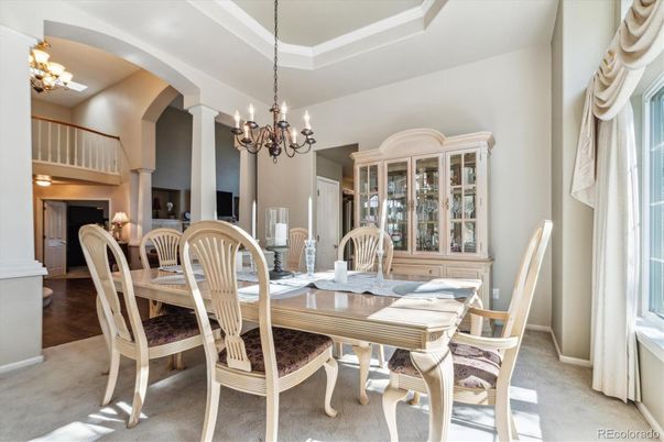 Chandelier, Dining room, Interior, Wood Texture Flooring