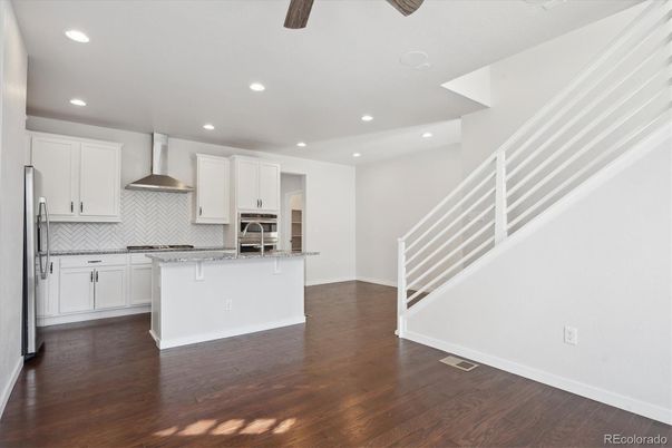 Interior, Kitchen, Recessed Lighting, Wood Texture Flooring