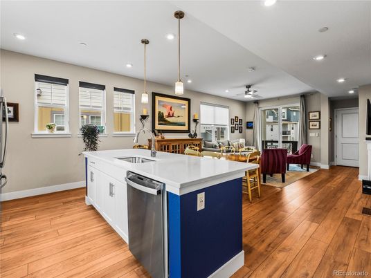 Dining room, Interior, Kitchen, Living room, Pendant Lights, Recessed Lighting, Wood Texture Flooring