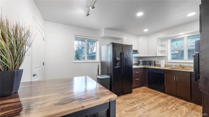 Interior, Kitchen, Recessed Lighting, Wood Texture Flooring