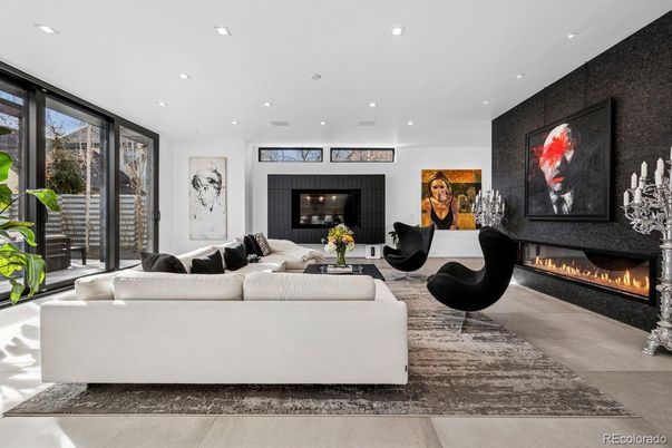 Fireplace, Interior, Living room, Recessed Lighting