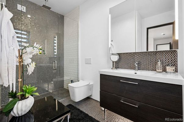 Bathroom, Glass Shower, Interior, Recessed Lighting