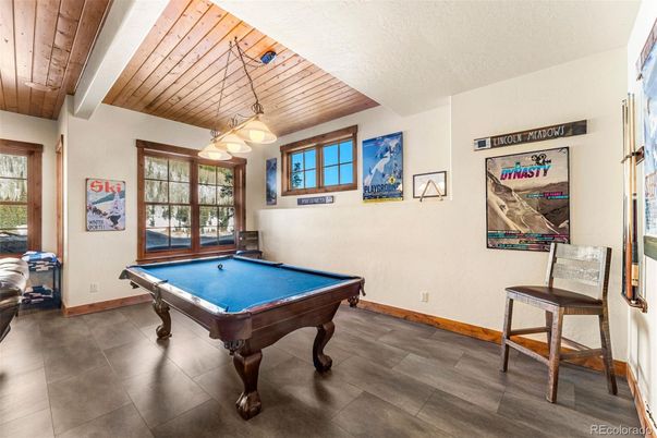 Billiard Table, Game Room, Interior, Pendant Lights, Wooden Ceilings
