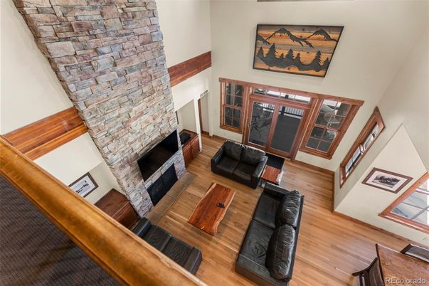 Fireplace, Interior, Living room, Stone Walls, Wood Texture Flooring
