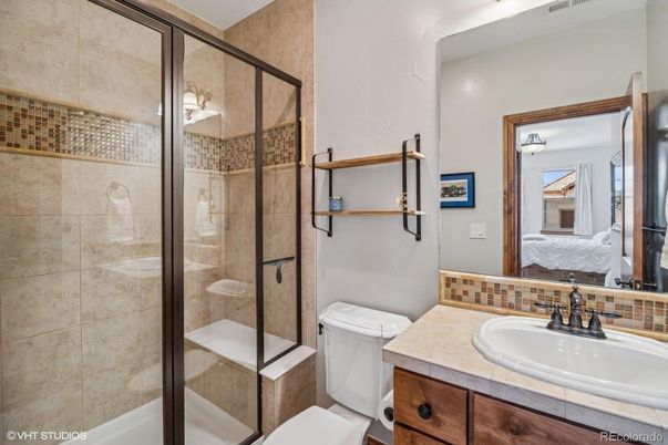 Bathroom, Bedroom, Glass Shower, Interior, Tile Countertops
