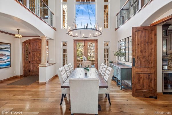 Chandelier, Dining room, Interior, Pendant Lights, Wood Texture Flooring
