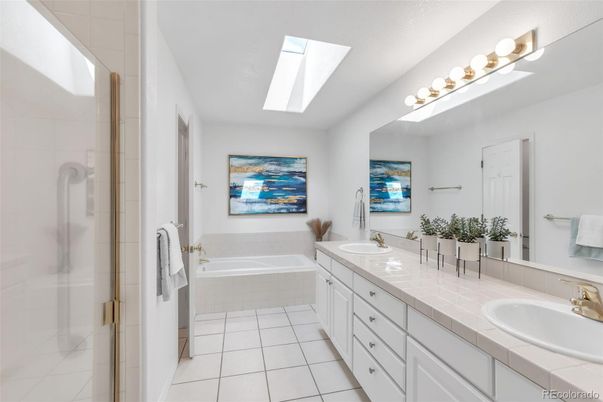 Bathroom, Dual Sink Vanities, Glass Shower, Interior, Tile Countertops