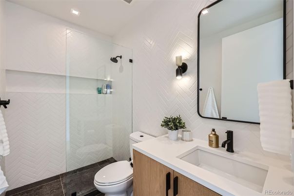 Bathroom, Glass Shower, Interior, Recessed Lighting