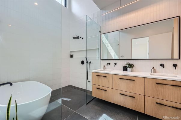 Bathroom, Dual Sink Vanities, Free Standing Baths, Glass Shower, Interior, Recessed Lighting