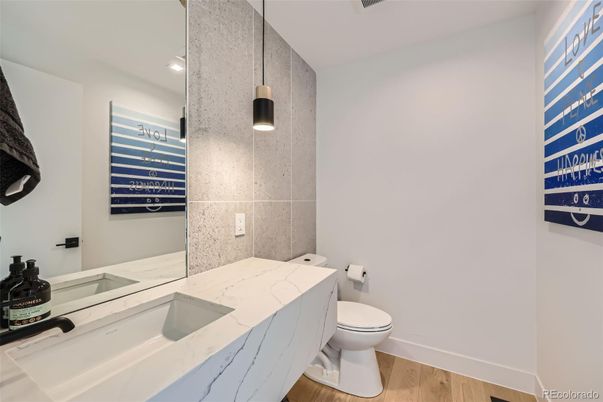 Bathroom, Interior, Recessed Lighting, Wood Texture Flooring
