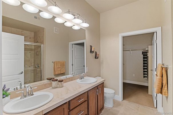 Bathroom, Dual Sink Vanities, Glass Shower, Interior, Tile Countertops