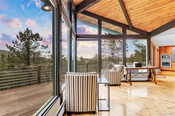 Interior, Sun Room, Wooden Beams, Wooden Ceilings, Wood Texture Flooring