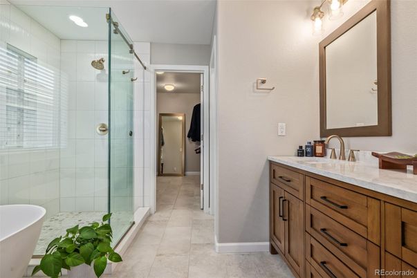 Bathroom, Dual Sink Vanities, Free Standing Baths, Glass Shower, Interior, Recessed Lighting