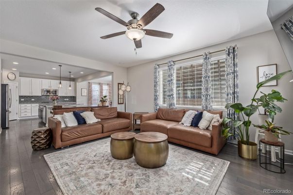 Interior, Kitchen, Living room, Pendant Lights, Recessed Lighting, Stainless Steel Appliances, Wood Texture Flooring