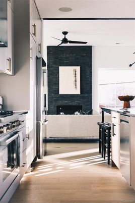 Interior, Kitchen, Stainless Steel Appliances, Wood Texture Flooring
