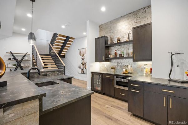Interior, Kitchen, Pendant Lights, Recessed Lighting, Wood Texture Flooring