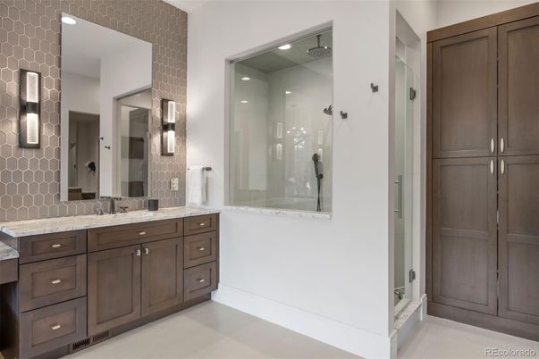 Bathroom, Dual Sink Vanities, Glass Shower, Interior, Recessed Lighting