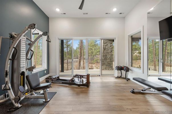 Fitness Equipment, Interior, Recessed Lighting, Wood Texture Flooring