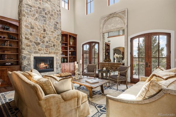 Fireplace, Interior, Living room, Stone Walls, Wood Texture Flooring