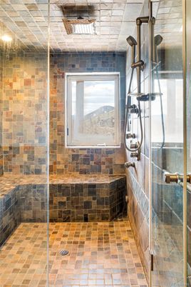 Bathroom, Glass Shower, Interior, Stone Walls