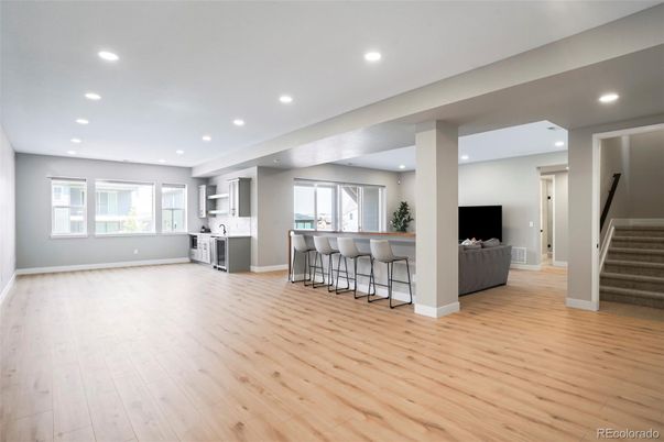 Interior, Kitchen, Recessed Lighting, Wood Texture Flooring