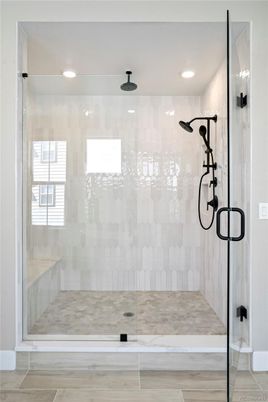 Bathroom, Glass Shower, Interior, Recessed Lighting