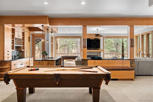 Billiard Table, Fireplace, Game Room, Interior, Recessed Lighting