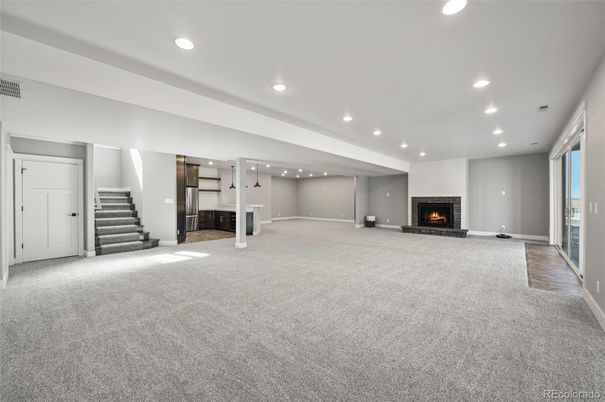 Empty room, Fireplace, Interior, Recessed Lighting