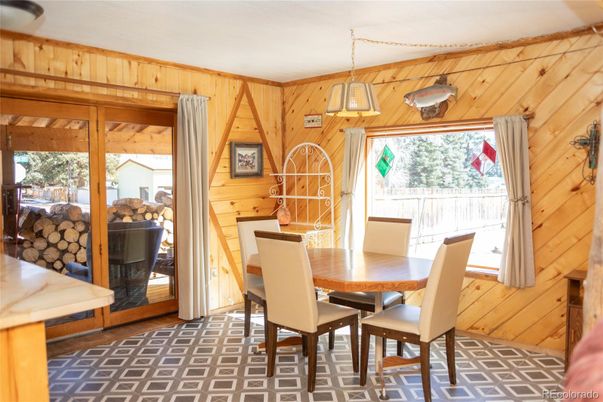 Dining room, Interior, Pendant Lights, Wooden Walls
