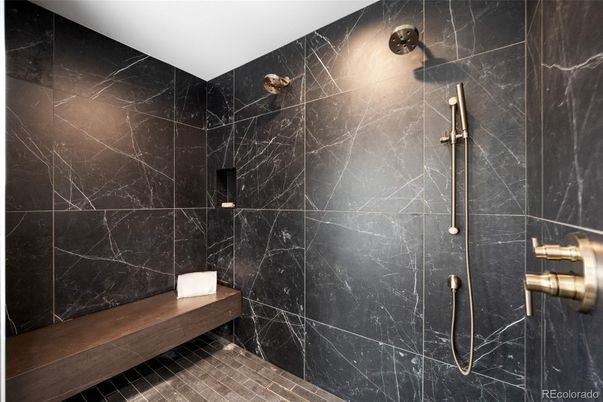 Bathroom, Glass Shower, Interior, Marble Walls