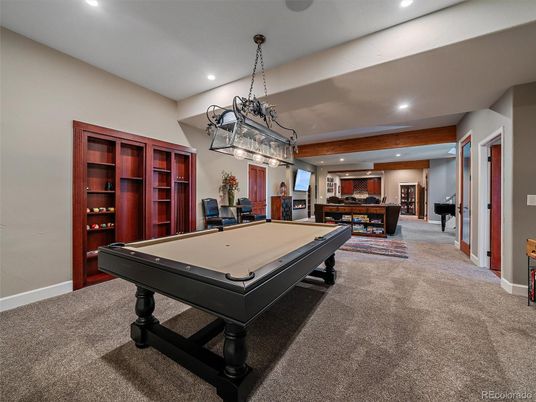 Billiard Table, Chandelier, Dining room, Game Room, Interior, Pendant Lights, Recessed Lighting