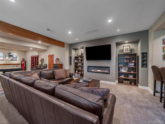 Fireplace, Interior, Living room, Recessed Lighting
