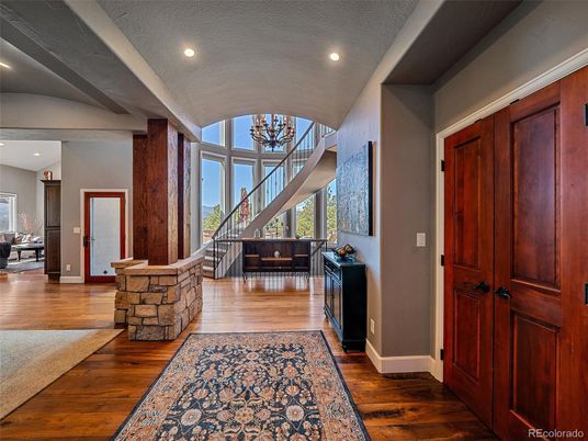 Chandelier, Interior, Recessed Lighting, Wood Texture Flooring