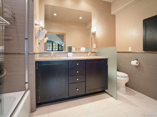 Bathroom, Dual Sink Vanities, Glass Shower, Interior, Recessed Lighting