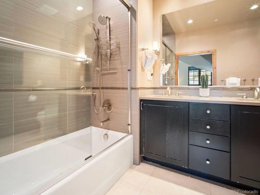 Bathroom, Dual Sink Vanities, Glass Shower, Interior, Recessed Lighting