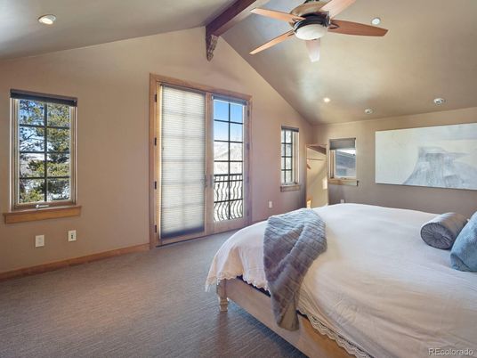 Bedroom, Interior, Recessed Lighting, Wooden Beams