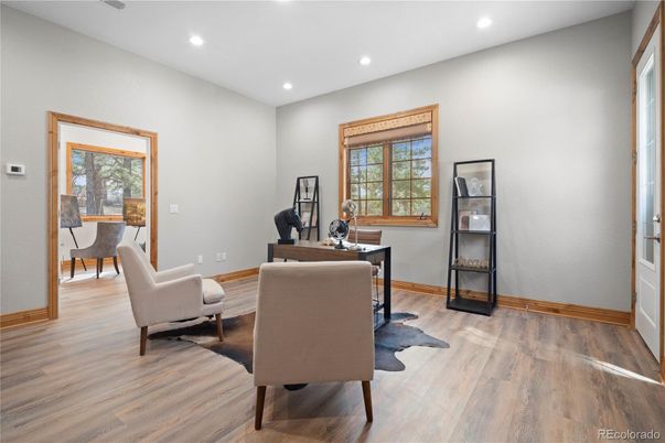 Home Office, Interior, Recessed Lighting, Wood Texture Flooring