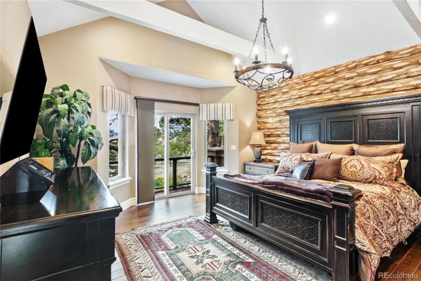 Bedroom, Interior, Pendant Lights, Recessed Lighting, Wood Texture Flooring