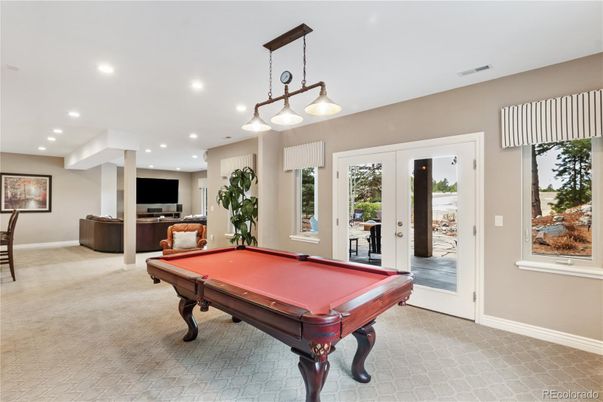Billiard Table, Game Room, Interior, Pendant Lights, Recessed Lighting