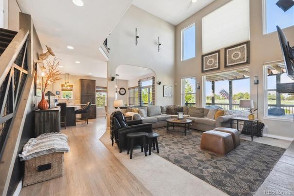 Dining room, Interior, Kitchen, Living room, Pendant Lights, Recessed Lighting, Wood Texture Flooring